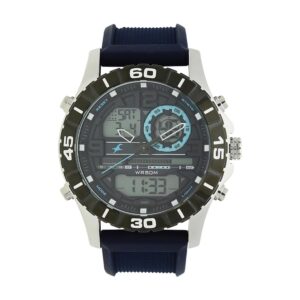 Fastrack Quartz Analog Digital Grey Dial Dark Blue Silicone Strap Watch for Guys - NT38035SP02